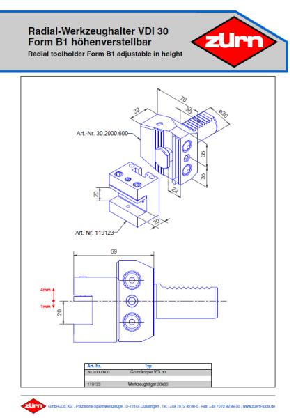 Catalogus Radial-Werkzeughalter VDI 30