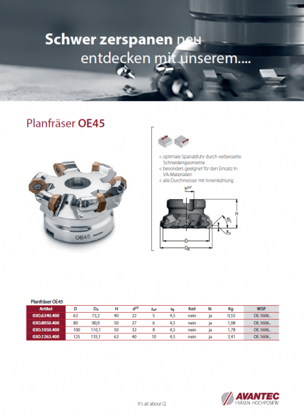 Planfräser OE45 DE