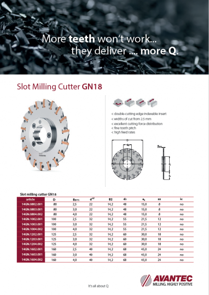 Slot milling cutter GN18 ENG